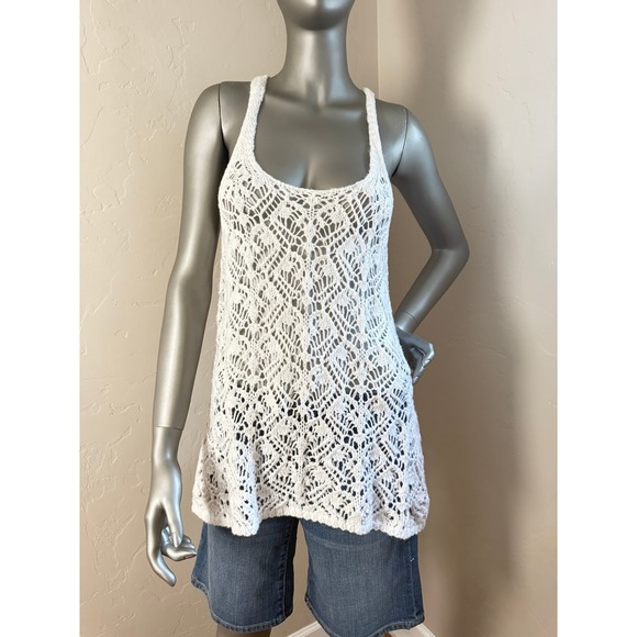 Abercrombie & Fitch Tops - Vintage Abercrombie & Fitch White Crochet Knit Tank Top Y2K Boho 2000s 150122130